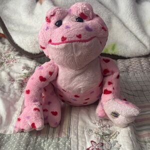 Pink Heart Patterned Stuffed Frog